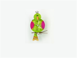 43848 OROLOGIO DA PARETE 22cm UCCELLO METALLO COLORATO