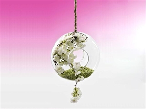 1003737 SFERA VETRO con CORDA 13x30cm DECORATIVA