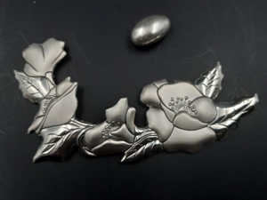 FOG9 PLACCA PAPAVERI 13cm ARGENTO (APPLICAZIONE)