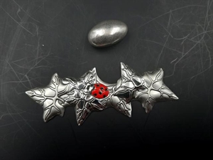 FOG16C PLACCA EDERA COCCINELLA 9cm ARGENTO BILAMINATO