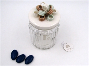 PB14245 BARATTOLO VETRO/CERAMICA 7,5x13cm con FIORI