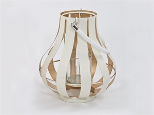 33533 LANTERNA METALLO 18x22cm AVORIO/ORO+P.LIGHT