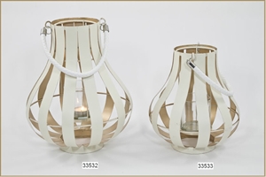33533 LANTERNA METALLO 18x22cm AVORIO/ORO+P.LIGHT