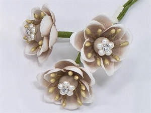 FB1173-23 BOX60 FIORE 2,5cm BEIGE con PERLA+STRASS