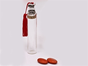 MZ18163 FIALA VETRO 13cm PERGAMENA con NAPPINA