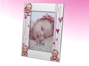 444914 CORNICE BIMBA ROSA 13x18cm ARGENTO DIPINTO ***SC30%***