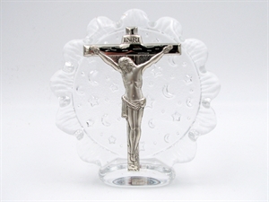 CAP4 ICONA CRISTO ARGENTO/VETRO 10cm TONDO
