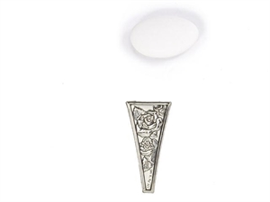 FOG1 BOX6 PLACCA ARGENTO TRAPEZIO ROSE 2x4cm