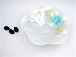 ML299-532 CIOTOLA 22cm VETRO FIORI TIFFANY ***SC30%***
