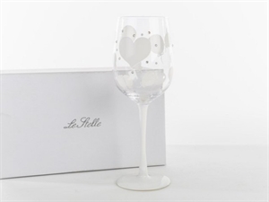 52012 CALICE VINO CUORI BIANCHI VETRO 22,5cm con ASTUCCIO