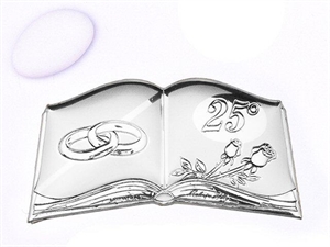 C819-GR25 PLACCA LIBRO 9x5cm 25° NOZZE ARGENTO