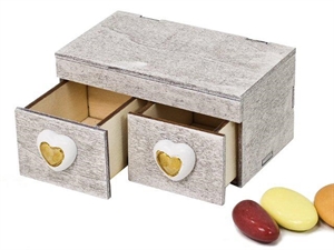 DA1971 SCATOLA LEGNO 9x2,5x4,5cm con 2 CASSETTI ***SC50