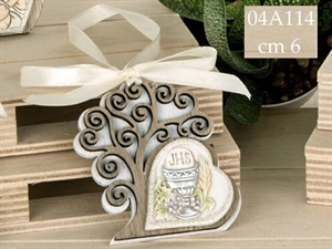 04A114 ICONA COMUNIONE ALBERO 6cm RESINA LEGNO 12xSC
