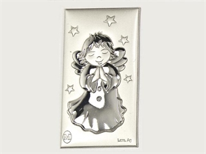 MAR53 PLACCA ARGENTO ANGELO MANI GIUNTE 4x7,5cm