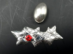 FOG17 BOX6 PLACCA EDERA COCCINELLA 6cm ARGENTO BILAMINATO