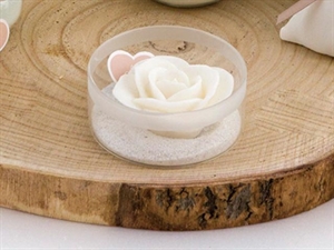 MAP84 PORTACANDELA VETRO 8cm C/ROSA+SABBIA+SACCHETTO+SCATOLA