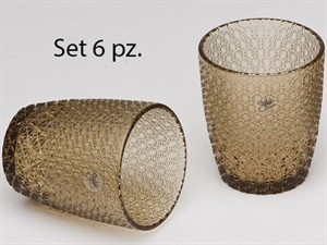 4492 SET 6 BICCHIERI ACQUA VETRO AMBRA