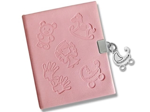 MZ24351 Scatola libro rosa 8,5x7x3,5cm ciondolo passeggino