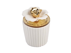 PY229S PORTACANDELA CERAMICA FIORE ORO h6,5xØ4,5cm
