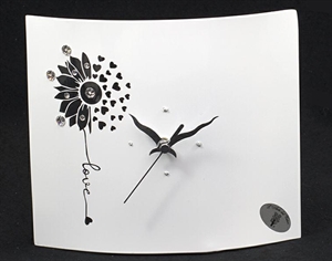 PA08 OROLOGIO VETRO 20X25cm BIANCO GIRASOLE