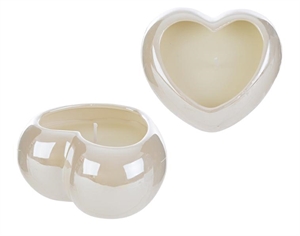 57141 CUORE PORCELLANA BIANCA c/CANDELA SOIA 11x10x5,5cm c/SHOPPER
