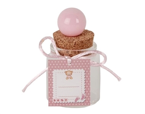 07A146 BARATTOLO VETRO con TAG ROSA h8cm 12xSC