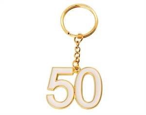 12A177 PORTACHIAVI 50° METALLO BIANCO/ORO 4cm 12xSC