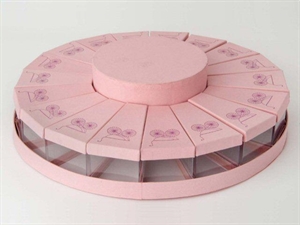 SC246 TORTA ROSA 30cm con 18+1 SCATOLINE P.confetti PVC***sc50