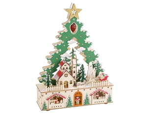 142473 ALBERO PAESAGGIO CON LUCE 30x10x41cm LEGNO