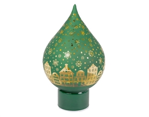 142579 GOCCIA VERDE DECORO CASE MOVIMENTO LED Ø18x30cm VETRO