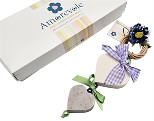 AM0007L GHIRLANDA 2 CUORI SAPONE PROFUMATO LAVANDA 21cm