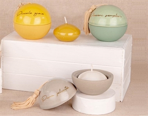 02A441 SCATOLA SFERA PORCELLANA con CANDELA Ø7cm ASS/3 3xSC