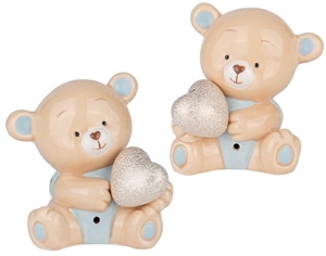 03A062 ORSO LED CELESTE PORCELLANA h9cm 4xSC