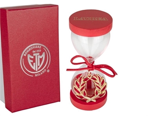 07A262 CLESSIDRA LAUREA con CIONDOLO ALLORO 5xh13cm c/AST