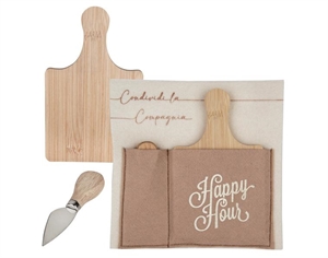 12A217 SET 2pz. FORMAGGIO LEGNO/MET. 20cm su TASCA FELTRO (23x22cm)