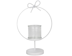 AL127 CERCHIO BIANCO PORTACANDELA METALLO Ø20xh29cm con base