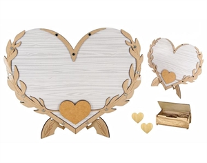 AL165 TABLEAU CUORE LEGNO 39xh32cm con Box 100 CUORI