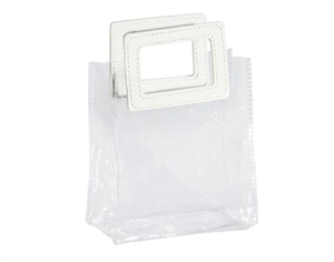 AS038 BORSA PVC MANICO BIANCO SIMILPELLE 10x5xh11,5cm 10xSC SHOPPER