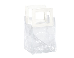 AS040 BORSA PVC MANICO BIANCO SIMILPELLE 12x10xh16,5cm 10xSC SHOPPER