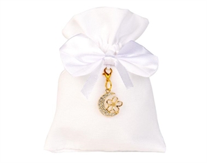 C2923 SACCHETTO BIANCO c/LUNA ORO STRASS 10x12cm 12xSC