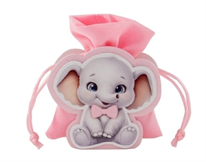 SC777 ELEFANTE LEGNO ROSA 8cm con SACCHETTO 24xSC
