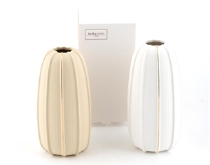 LINE804 VASO PORCELLANA 10x19,3cm ASS/2 BIANCO BEIGE C/ASTUCCIO