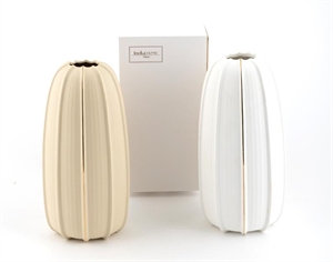 LINE805 VASO PORCELLANA 13x25,3cm ASS/2 BIANCO BEIGE C/ASTUCCIO