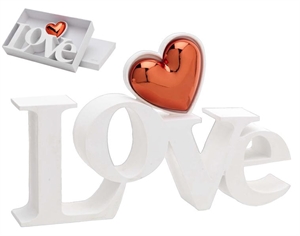 2291-02G-RO SCULTURA LOVE 25x10,5cm CUORE ROSSO con SCATOLA