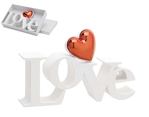2291-02P-RO SCULTURA LOVE 16x6,5cm CUORE ROSSO con SCATOLA
