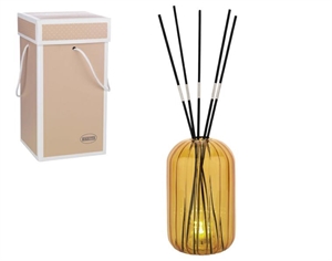 2294-02SE PROFUMATORE VASO VETRO GIALLO LED 8,5x14cm con SCATOLA