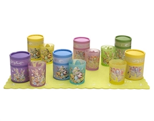 AK2292 SET 15 BICCHIERI 6,5x8,5cm con TEA-LIGHT con ESPOSITORE