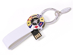 2028-BI PORTACHIAVI USB 16GB  BIANCO 10cm con SHOPPER