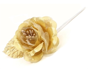 CK5096 ROSA CON FOGLIA LAMINATO ORO CM6  18XSC