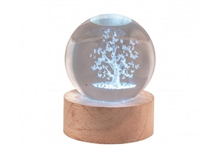 2288-12 SFERA LED CRISTALLO Ø6xh8cm ALBERO FARFALLE + SCATOLA